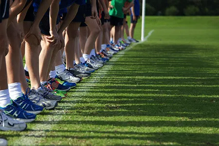 Kids running in running shoes